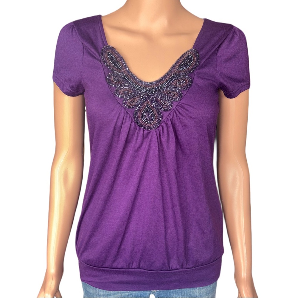Charlotte Russe Purple Beaded Blouse